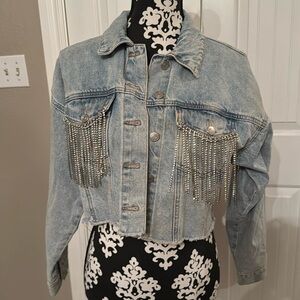 Girls cropped denim jacket
